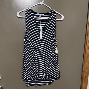 She + Sky Striped Navy and White Tank Top